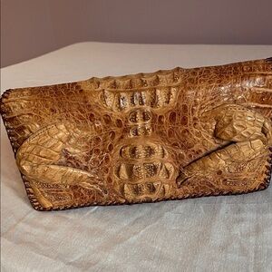 Elegant Brown Crocodile Pattern Clutch, makes a statement!